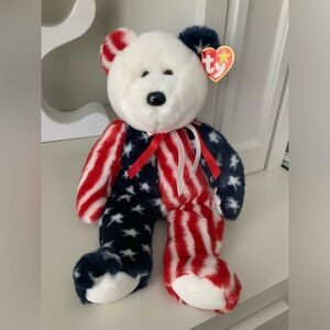 Vintage 1999 TY Spangle The Bear American Flag LARGE 14” Mint Condition RARE